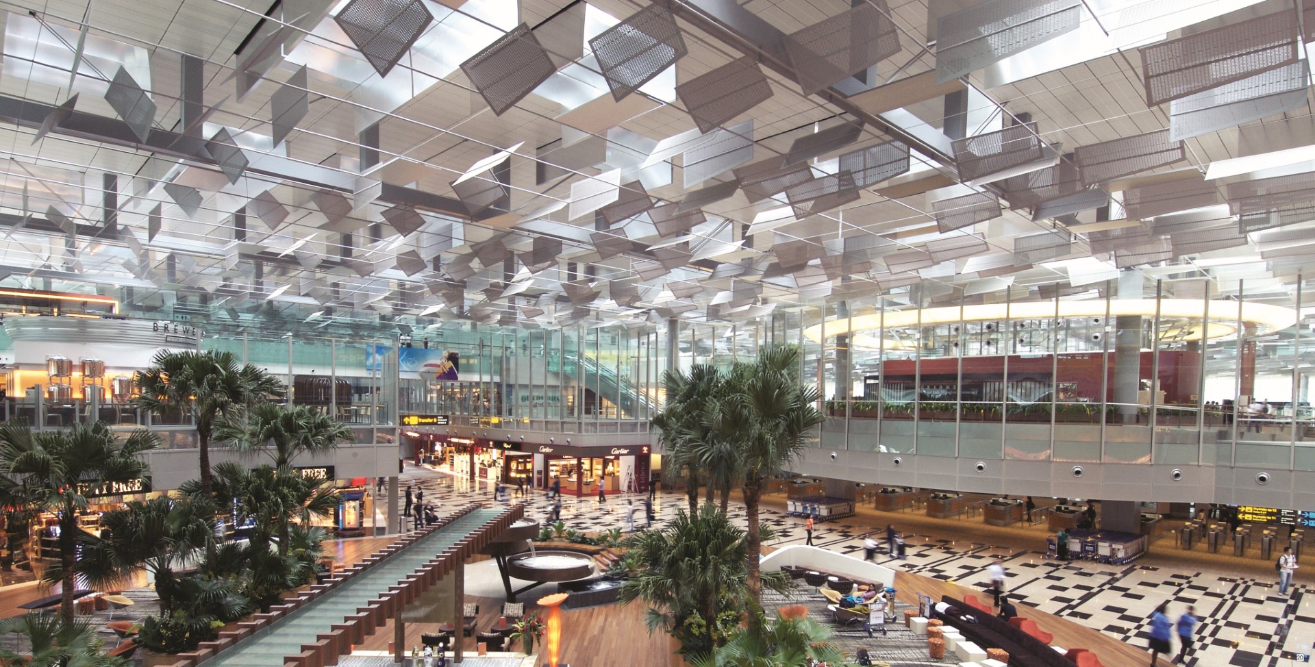 View down to Departure Transit Mall, Changi Airport Terminal 3, Singapore