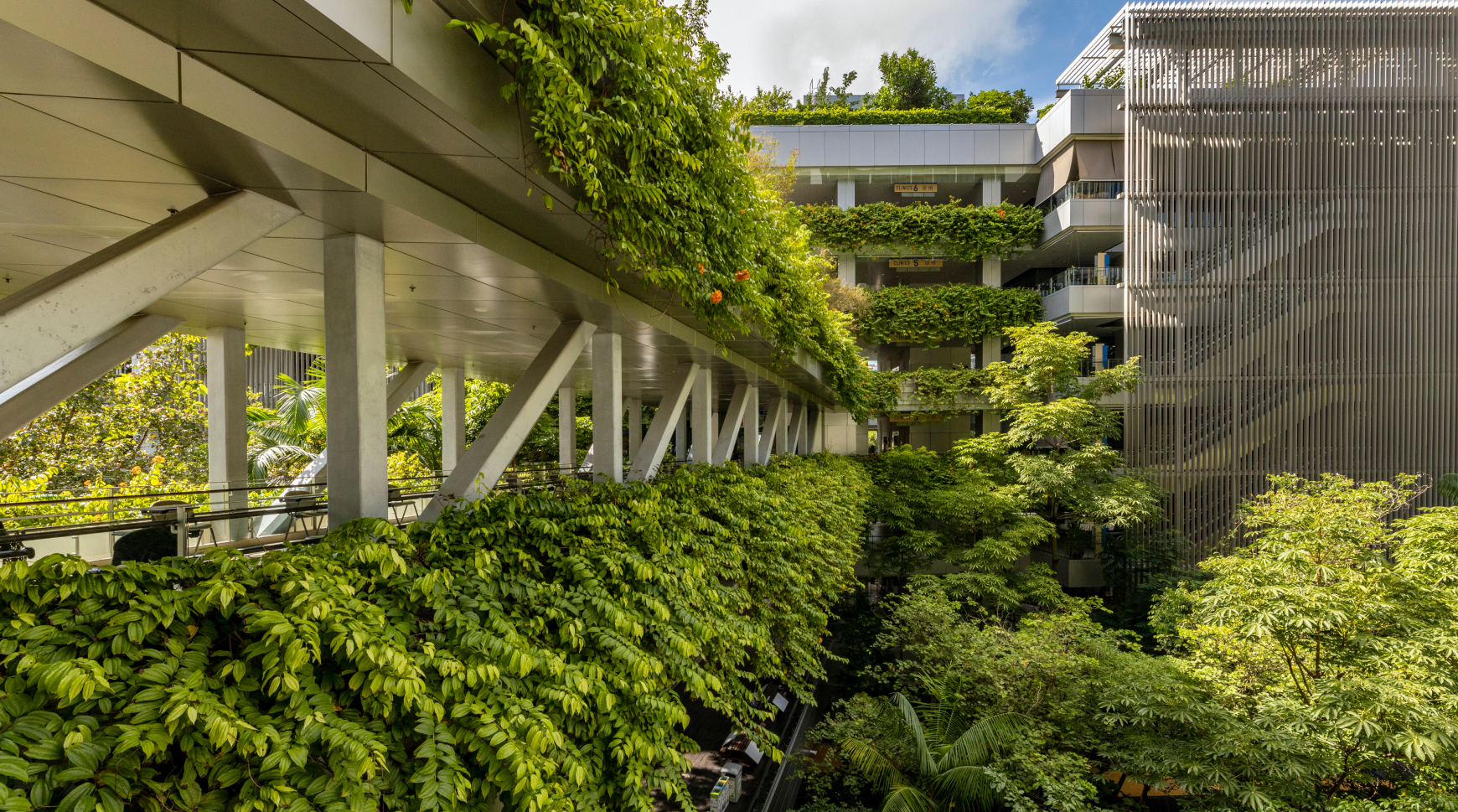 Verdant Greenery from the rooftop to the basement makes Khoo Teck Puat Hospital a hospital-in-a-garden