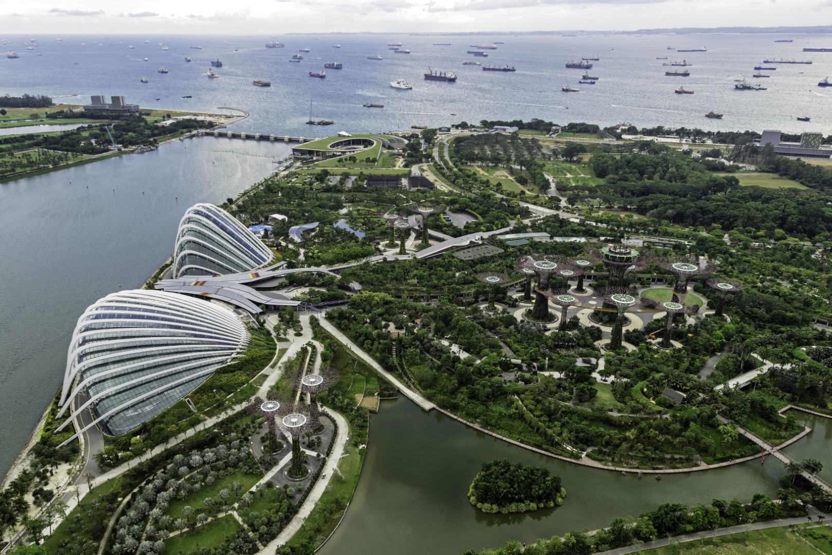 Aerial View of Gardens by the Bay, Singapore