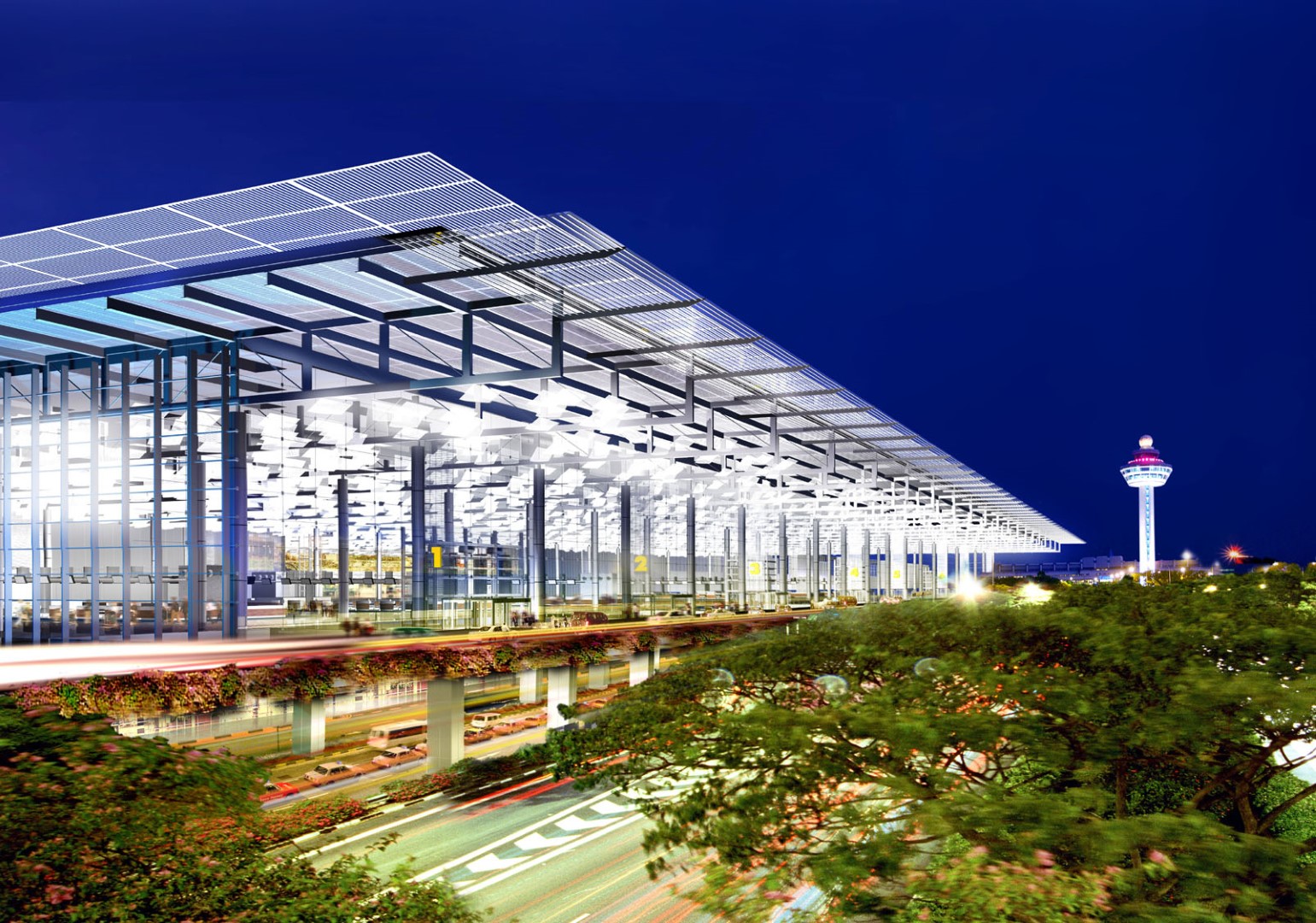 Night View, Changi Airport Terminal 3, Singapore (Large)